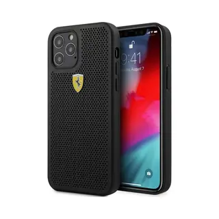 Ferrari Hard Cover On Track Perforated (Apple IPhone 12, Apple IPhone 12 Pro), Smartphone Hülle, Schwarz