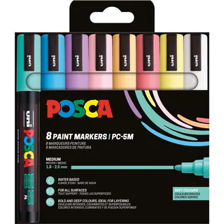Posca Pigmentmarker PC5M, Softe Farben, 8er Etui