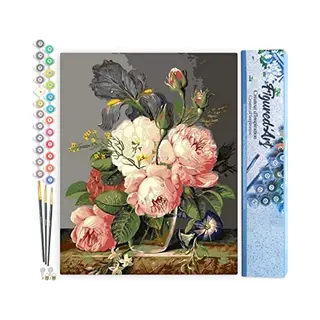 Figured'Art Malen Nach Zahlen Erwachsene Wildblumenstrauß - Paint By Numbers Basteln Diy Bastelset 40x50cm Ohne Holzrahmen