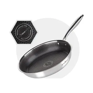 Rosmarino HexaPro 3.0 Koekenpan Van Roestvrij Staal, 24 Cm, Premium Kwaliteit Met Perfecte Warmteverdeling, Krasbestendig, Ovenvast En