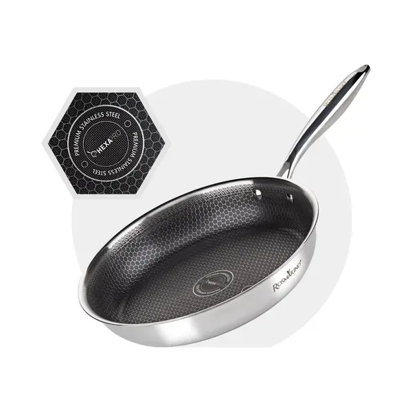 Rosmarino HexaPro 3.0 Koekenpan Van Roestvrij Staal, 24 Cm, Premium Kwaliteit Met Perfecte Warmteverdeling, Krasbestendig, Ovenvast En thumbnail
