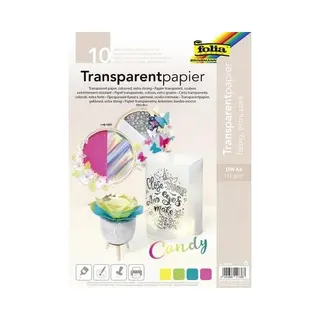 Folia 87429 - Transparentpapier Candy, Farbig, Extra Stark 115g/m², Din A4 Format, 10 Blatt Sortiert In 5 Farben, Zum Kleben, Bemalen, Bestempeln Und