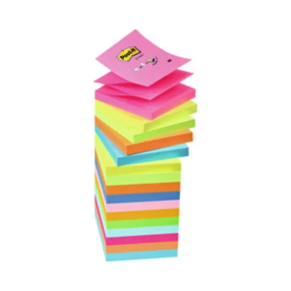 Post-it Super Sticky Z-Notes Promotion, Verschiedene Neonfarben, 6 Blöcke, 76 Mm X 127 Mm, 100 Blatt Pro Block - Selbstklebende Notizzettel Zum thumbnail