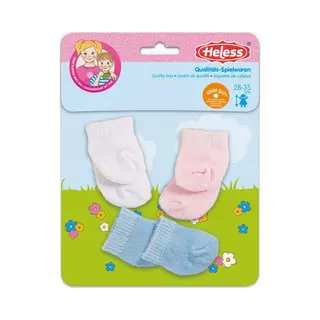 Heless 773 - Söckchen Für Puppen, In Den Farben Weiß, Rosa Und Hellblau, 3 Paar, Größe 28 - 35 Cm