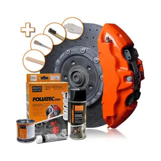 Foliatec Bremssattel Lack Set, Hitzebeständig, Komplettsatz Für 4 Bremssättel, Flame Orange, 7-teiliges Set