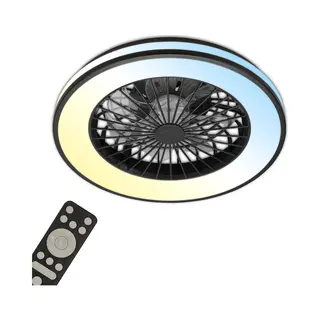 Briloner - Plafondventilator Met Verlichting - Led Plafondlamp Met Ventilator - Dimbaar - 5 Snelheden - Ø48, 5cm - Zwart