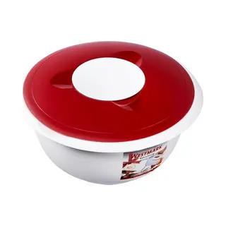 Westmark Rührschüssel Mit Zweigeteiltem Deckel, 3, 5 L, Mit Ausgießer, Kunststoff, Weiß/Rot, Pp
