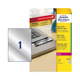 Avery L6013-8 Druckeretikett Silber Selbstklebendes Druckeretikett