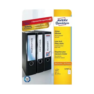 Avery Ordner-Etiketten L4760-10 schmal 38x192mm weiß 70 Stück