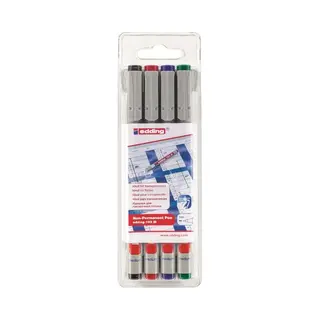 Edding 152 M felt pen Black, Blue, Green, Red 4 pc(s)