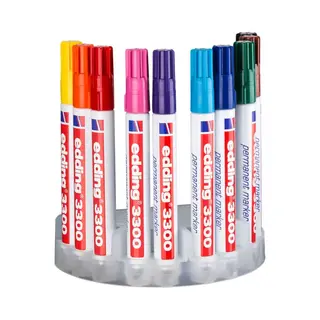 Edding 3300 permanente marker Beitelvormige punt Zwart, Blauw, Bruin, Groen, Lichtblauw, Oranje, Roze, Rood, Violet, Geel 10 stuk(s)