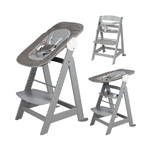 Roba Born Up Baby High Chair Set 2in1 + Newborn Attachment With Reclining Function - Miffy® Rabbit Design - High Chair From Birth - Natural Wood thumbnail