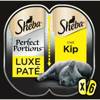 8x Sheba Perfect Portions Adult Kattenvoer Natvoer Luxe Kip Paté 112, 5 Gr