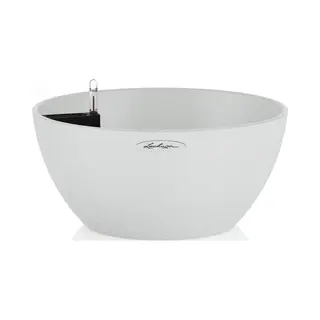 Lechuza Cubeto Stone 30 Drinnen/Draußen Topfpflanzer Freistehend Recycelbarer Kunststoff Quarz-metallic, Weiß