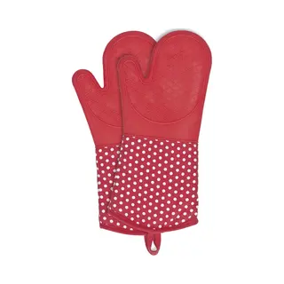 Wenko 2102168100 pannenlap en ovenwant Wantenset 2 stuk(s) Rood Katoen, Silicone