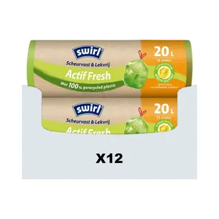12x Swirl Vuilniszakken Met Trekband Geparfumeerd Actif Fresh 20 Liter 12 Stuks