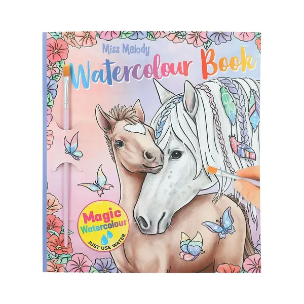 Depesche 12576 Miss Melody Watercolour Book Kleurboek Met Kwast En 30 Paardenmotieven Om Op Water Te Schilderen thumbnail