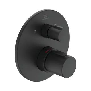 Ideal Standard, Badkamermeubels, Badmengkraan Met Thermostaat Ceratherm T100 Zijdeglans Zwart Mat A5814XG