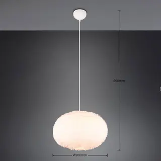 Reality Leuchten - Große Pendelleuchte Furry Mit Kugel Lampenschirm Aus Plüsch, Ø 50cm