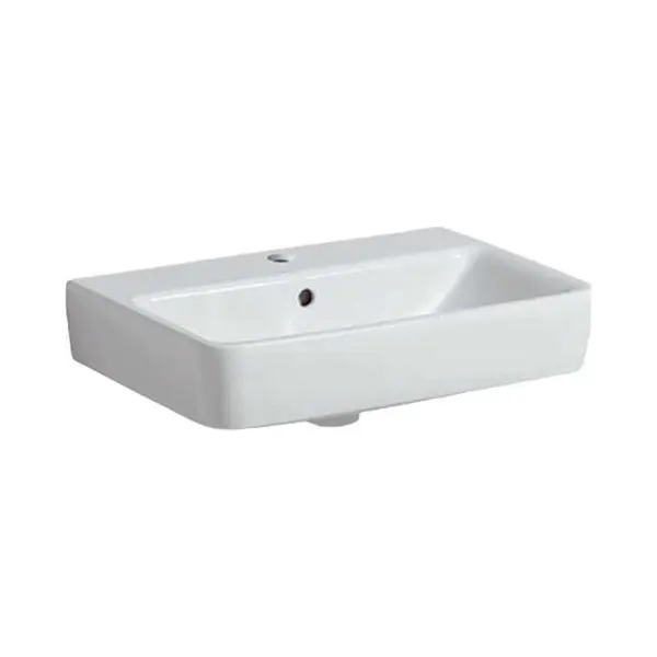 Geberit Waschtisch Renova Compact 55x37cm, We., Mit Hahnloch, Mit Überlauf thumbnail