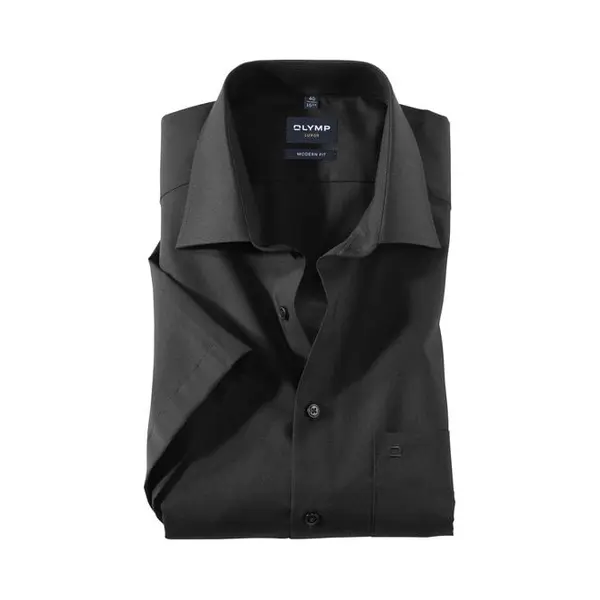Olymp Herren Businesshemd Langarm Luxor, Einfarbig, modern Fit, New Kent, schwarz 68, 37 thumbnail