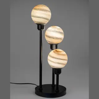 Formano Lamp - 3 Bol - Zwart - Hoog 52cm. - Breed 25cm. - 3 X Bol Glas Ø 12cm. - Metaal.