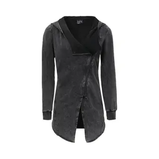 Forplay Asymetric Vintage Zipper Kapuzenjacke Schwarz In Xl