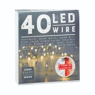 Powershop11 Led Lichterkette 40 Led 4, 20 M Silberdraht Mit 6h Timer Indoor/Outdoor Warm White Modern Wasserfest Batteriebetrieben