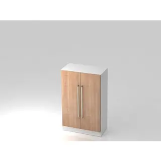 Mcbuero.de Schrank Solid 3OH BxTxH 80x42x127cm Griff Ce Weiß/Nussbaum
