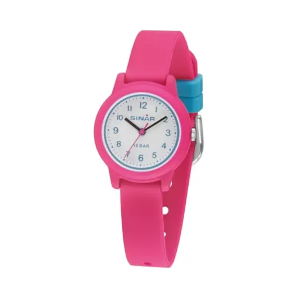 Sinar Xb-24-8 Girls' Analogue Quartz Watch 10 Bar With Silicone Strap Pink Turquoise, Pink, Classic thumbnail