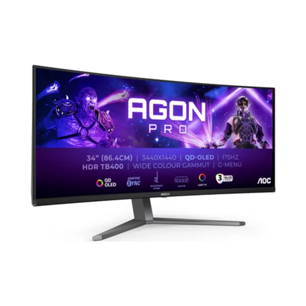 Aoc Agon Pro AG346UCD computer monitor 86.4 cm (34") 3440 x 1440 pixels Wide Quad Hd Qd-Oled Black, Grey thumbnail