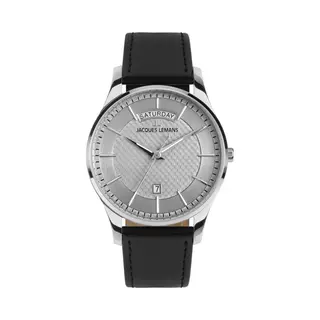 Jacques Lemans Herrenarmbanduhr London Schwarz/Hellgrau 1-2193B