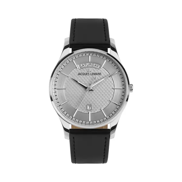 Jacques Lemans Herrenarmbanduhr London Schwarz/Hellgrau 1-2193B thumbnail