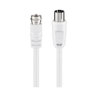 Goobay Sat-/Antennen-Adapterkabel (<70 dB), doppelt geschirmt, F-Stecker > Koax-Buchse, Ccs, Pvc-5 mm, 2.5 m, weiß