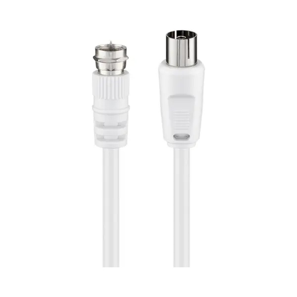 Goobay Sat-/Antennen-Adapterkabel (<70 dB), doppelt geschirmt, F-Stecker > Koax-Buchse, Ccs, Pvc-5 mm, 2.5 m, weiß thumbnail