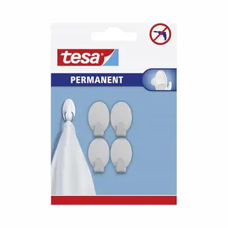 Tesa Permanent Serie - Zelfklevende Haken - 4 Stuks - Metaal - Ovaal