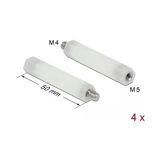 DeLOCK Abstandshalter M5 x M4, Sechskant, Innen / Außen, 50 mm natur 4 Stück