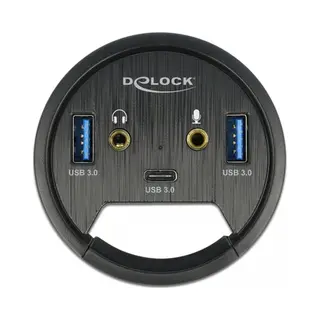 DeLOCK 3 Port Tisch-Hub 1 x Usb Type-C und 2 x Usb Typ-A + Hd-Audio Ports