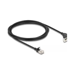 DeLOCK RJ45 Netzwerkkabel Cat.6A S/Ftp Slim 90° oben gewinkelt / gerade 2 m schwarz