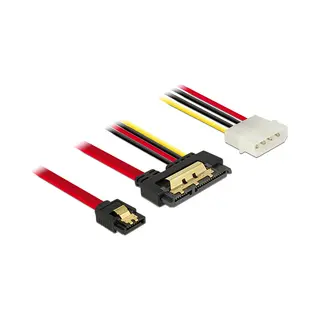 DeLOCK 85230 Sata-kabel 0,3 m Sata 7-pin + Molex (4-pin) Sata 22-pin Zwart