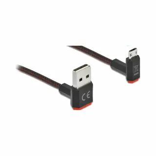 DeLOCK Easy-Usb 2.0 Kabel Typ-A Stecker zu Easy-Usb Typ Micro-B Stecker gewinkelt oben / unten 0,5 m schwarz
