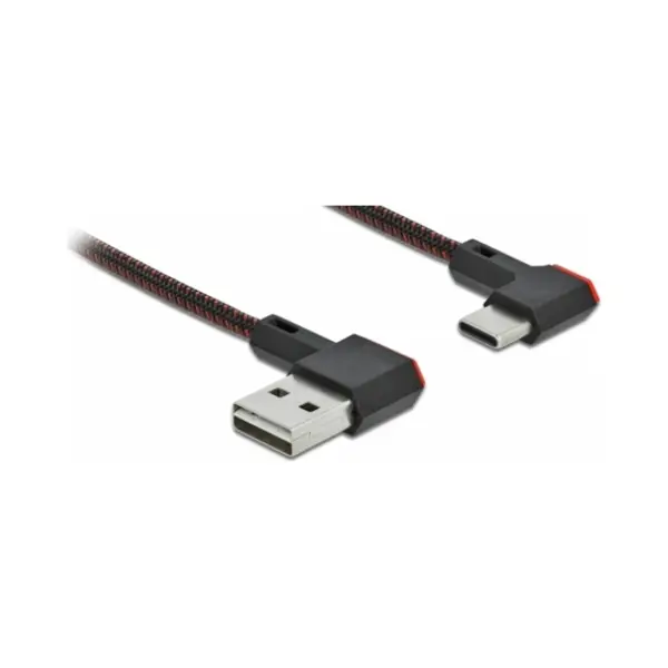 DeLOCK Easy-Usb 2.0 Kabel Typ-A Stecker zu Usb Type-C™ Stecker gewinkelt links / rechts 0,5 m schwarz thumbnail