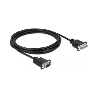 DeLOCK Seriell Kabel Rs-232 D-Sub9 Stecker zu Buchse Nullmodem mit schmalem Steckergehäuse 3 m