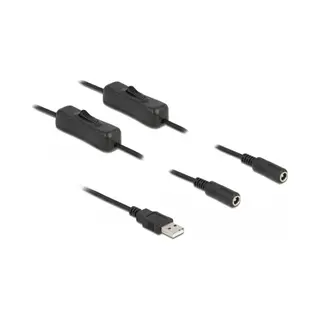 DeLOCK Kabel Usb Typ-A Stecker zu 2 x Dc 5,5 x 2,1 mm Buchse mit Schalter 1 m