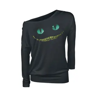 Alice Im Wunderland Grinsekatze - Lächeln Langarmshirt Schwarz In M