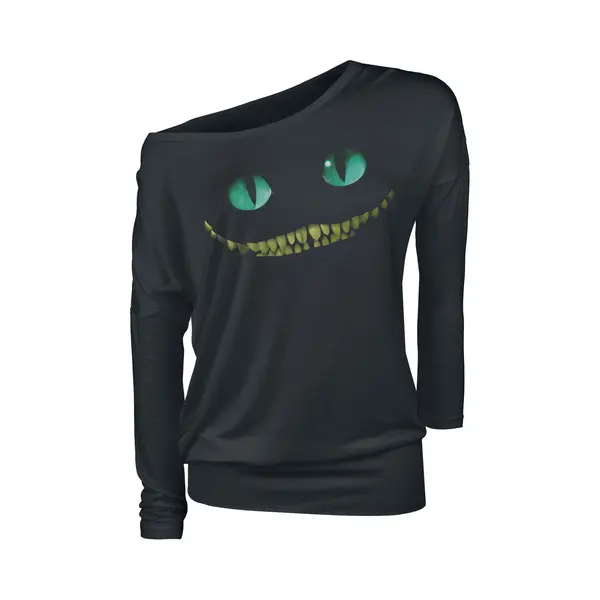 Alice In Wonderland Cheshire Cat - Smile Long-sleeve Shirt Black thumbnail