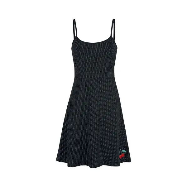Pussy Deluxe Dotties Cherry Dress Midi Dress Black White thumbnail
