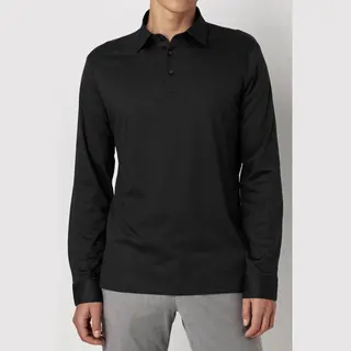 Desoto Longsleeve Poloshirt Essential Black - Größe L