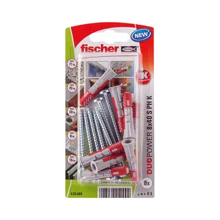 Fischer 535480 Schraubanker/Dübel 8 Stück(e) Schrauben- & Dübelsatz 40 mm