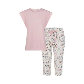 By Louise Dames Capri Pyjama Set Roze Driekwart - Maat S